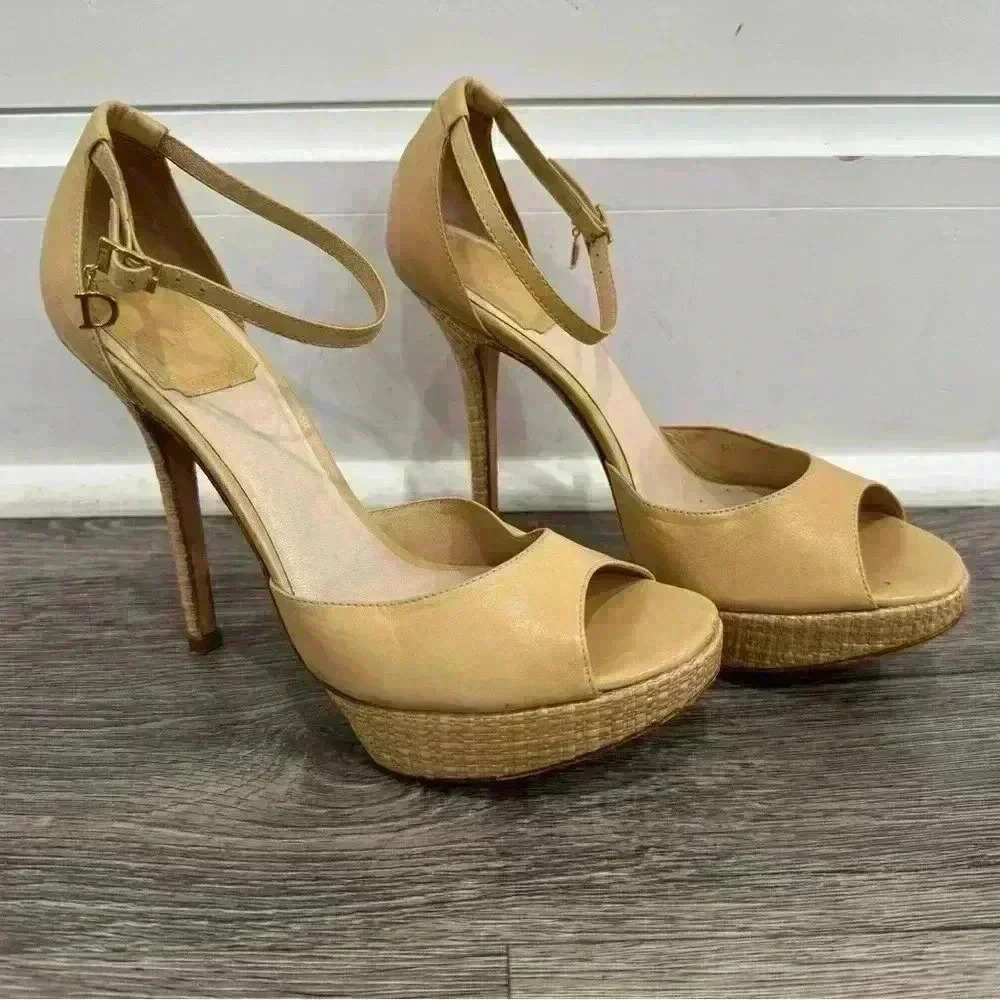 Christian Dior Paraiso Chevreau Sandals - Beige Clair  size 37 1/2